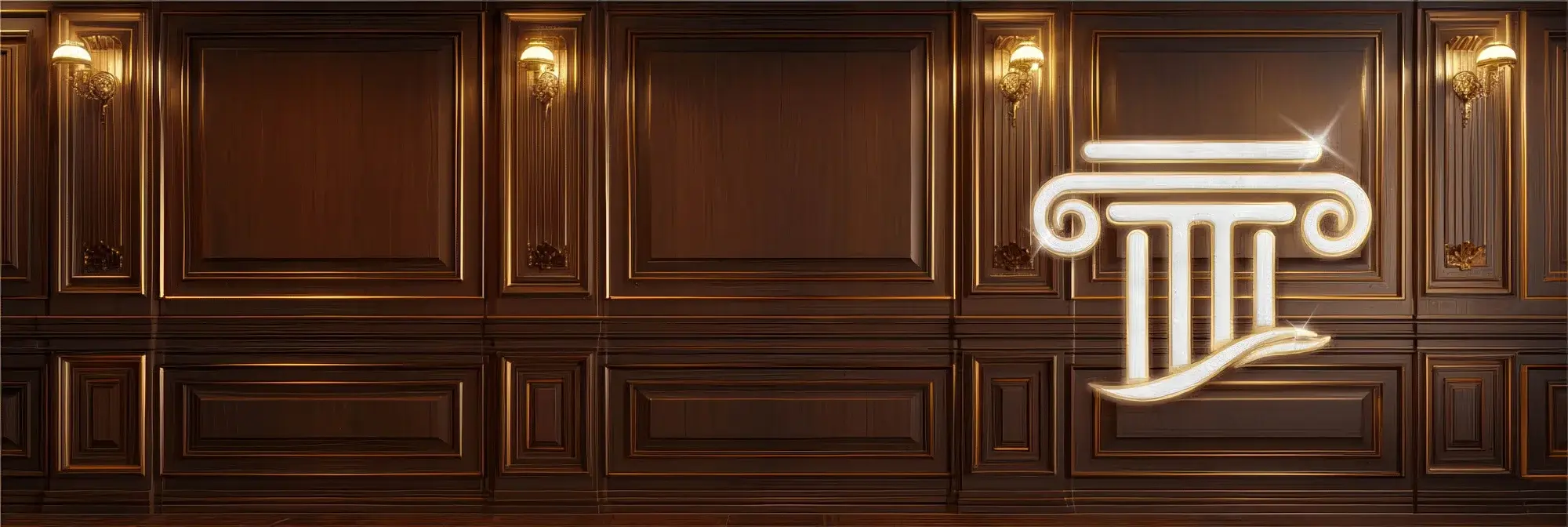 Ornate wooden panels with classical column