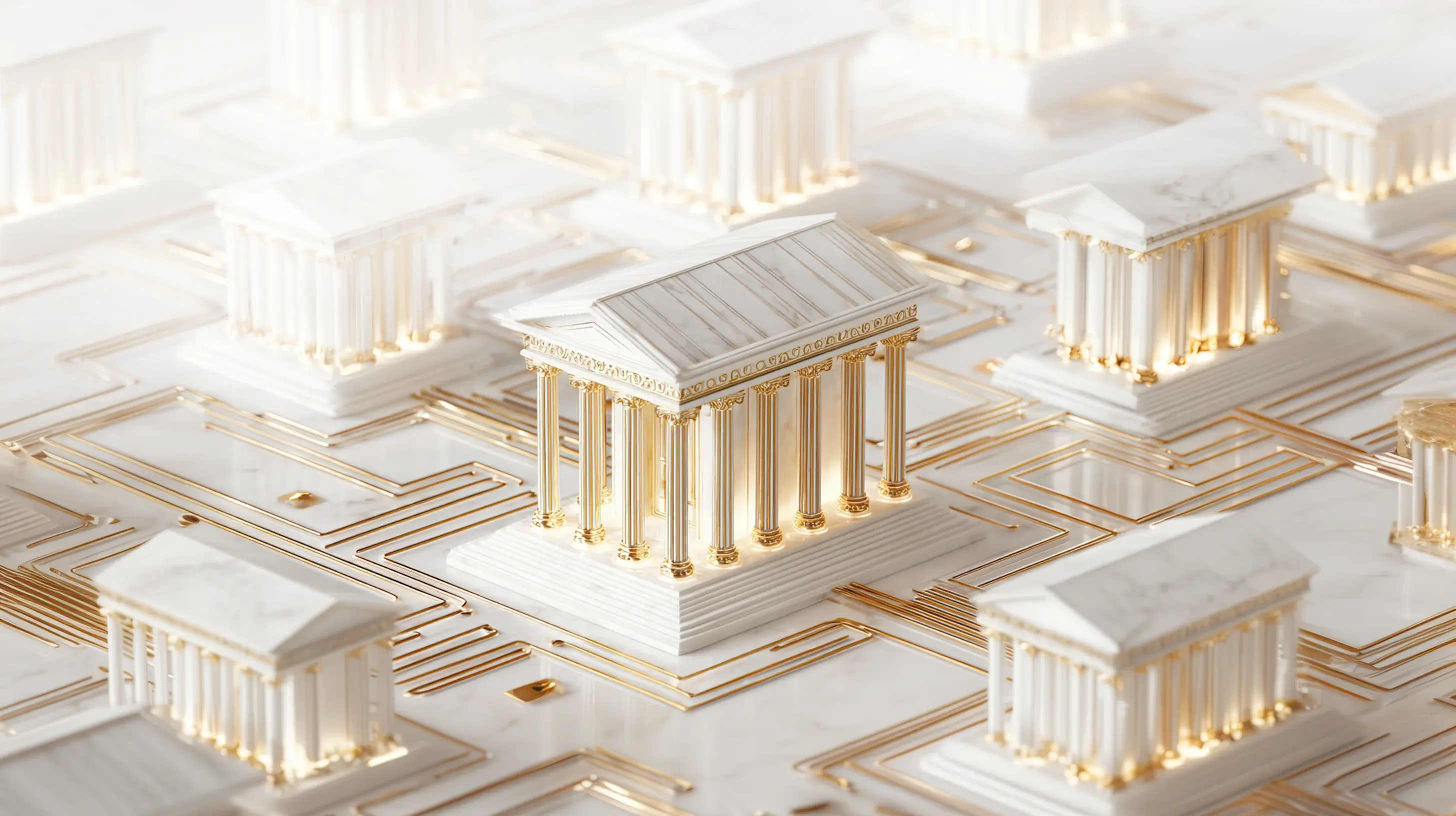Golden columns representing banking security integrity