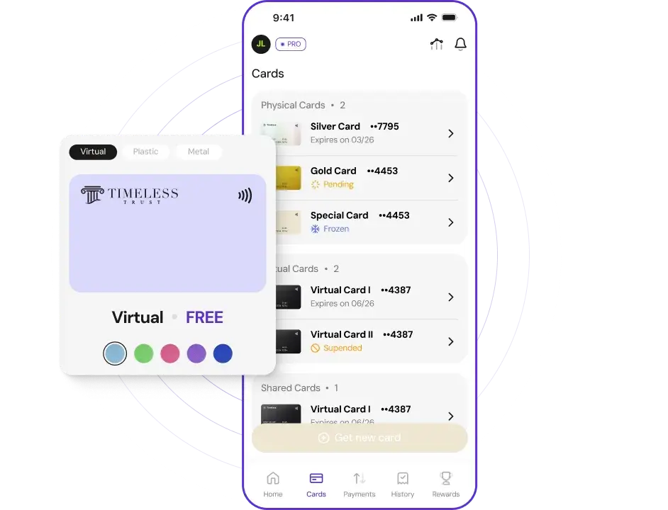 Card creation interface
