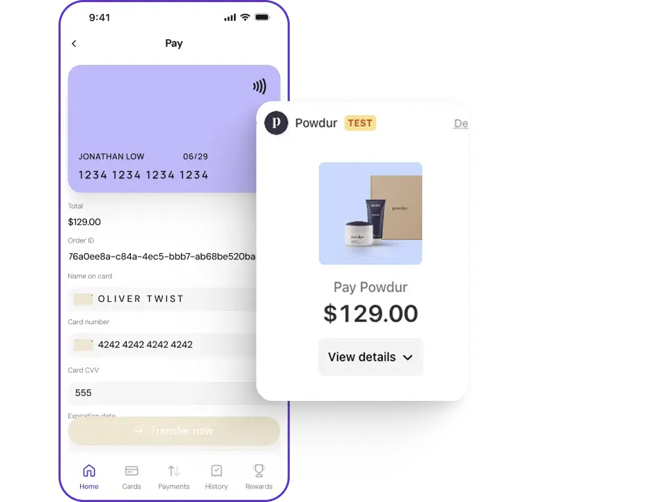 Online card payment interface