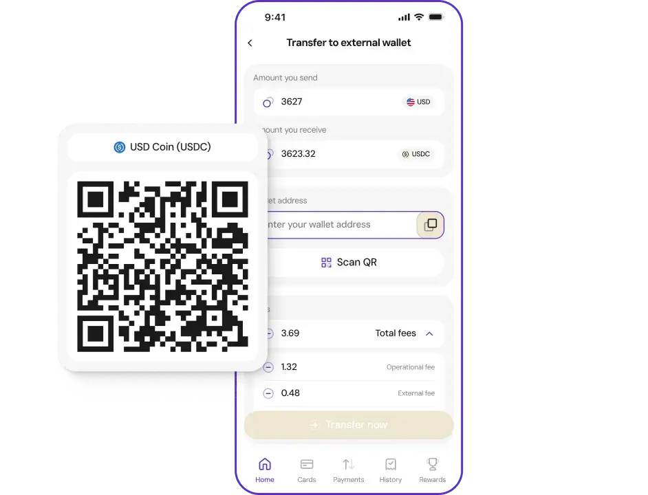 Crypto payment receiving interface