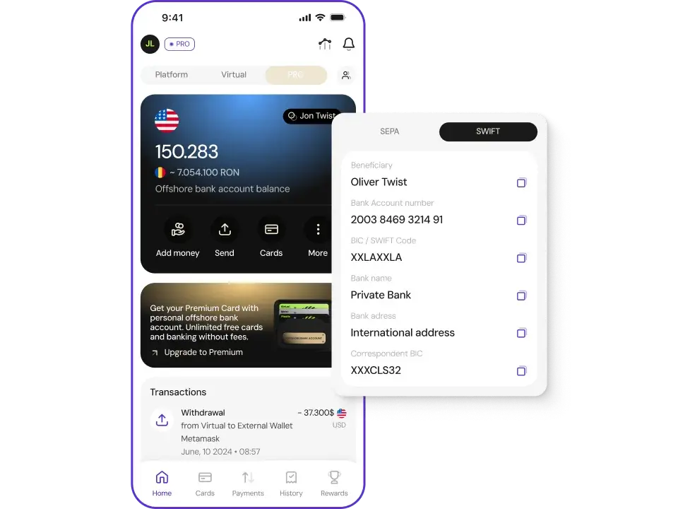 Fiat payment receiving with bank details