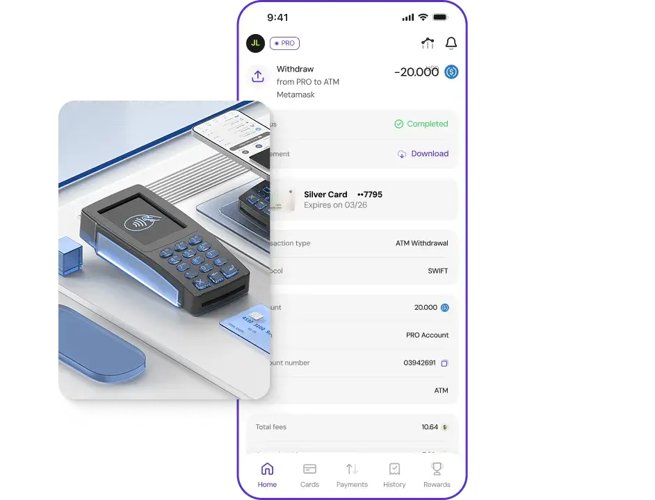 ATM withdrawal with card terminal